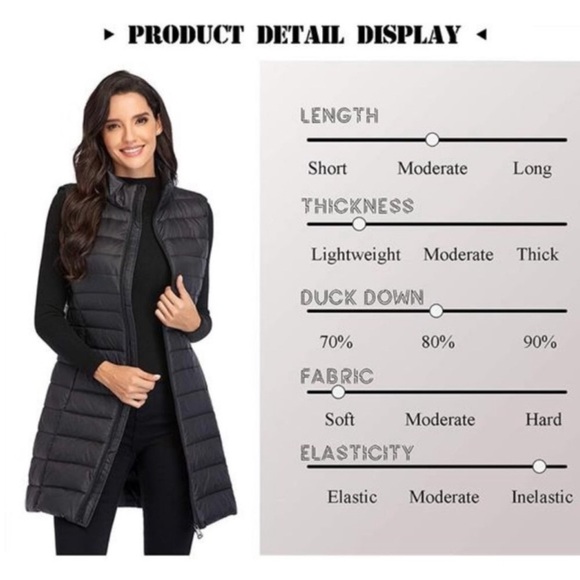 Women's Ultra Light Long Down Winter Jacket Lightweight Outdoor Puffer Vest Coat - Picture 4 of 7